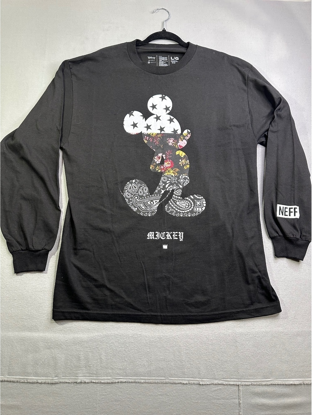 Disney x Neff Mickey Mouse Graphic Long Sleeve Shirt Black Size L